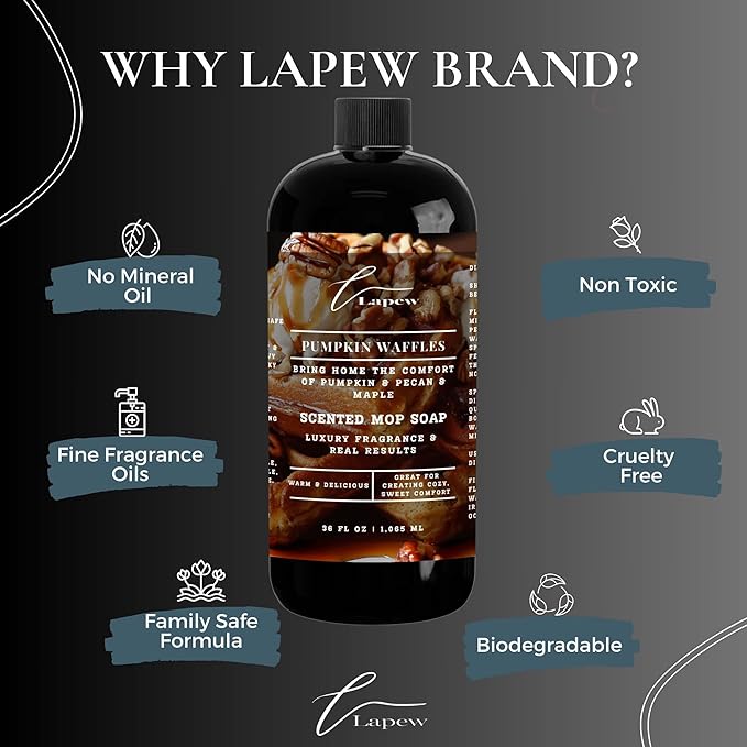 Lapew Pumpkin Waffles Scented Mop Soap Concentrate 36 oz | Premium Fragranced Floor Cleaner | Streak-Free | Hard Floor Cleaning Solution | Eco Friendly | Made in USA (Pecan Pumpkin Waffles)
