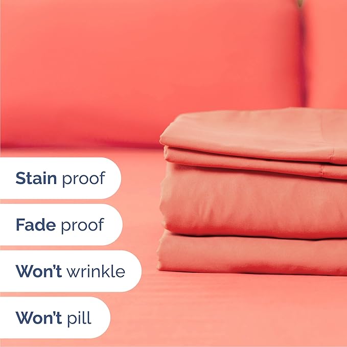 Cal King 6 Piece Sheet Set - Comfy Breathable & Cooling - Ultra-Soft Hotel Luxury Bedding Set with 8-16 Inch Deep Pockets - 1 Flat & 1 Fitted Sheet & 4 Pillowcases - Wrinkle Free & Easy Care - Coral