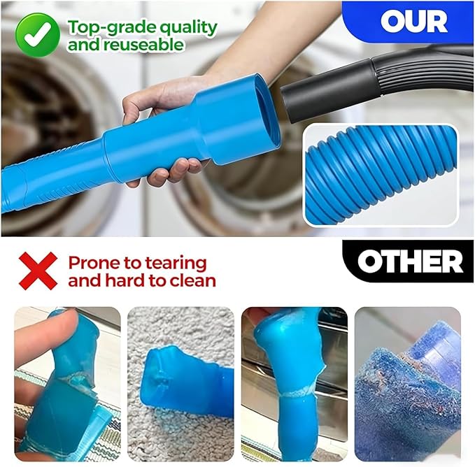 Universal Dryer Vent Cleaner Kit with Long Flexible Hose & Brush, Fits All Vacuums for Lint and Debris Removal