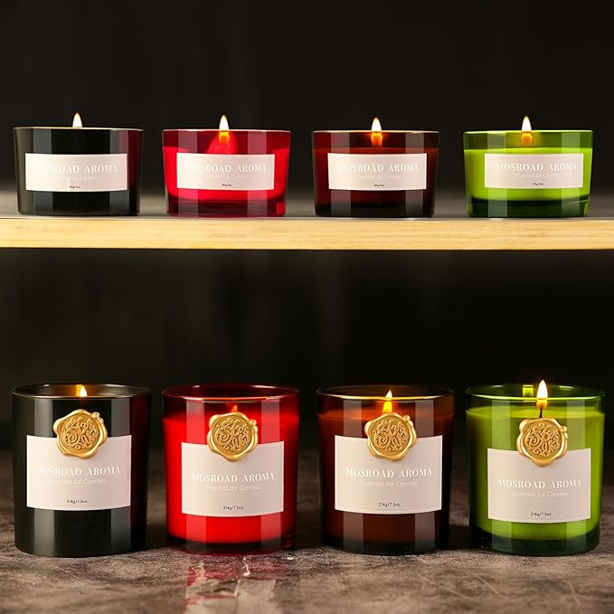 2-Pack Set Apple Cinnamon Scented Candles,Apple Pie & Kitchen Spices Natural Soy Jar Candles for Home,Highly Scented Aromatherapy Candles for Fall Holiday, Apple Cider Candle Ideal Gift for Women,Men