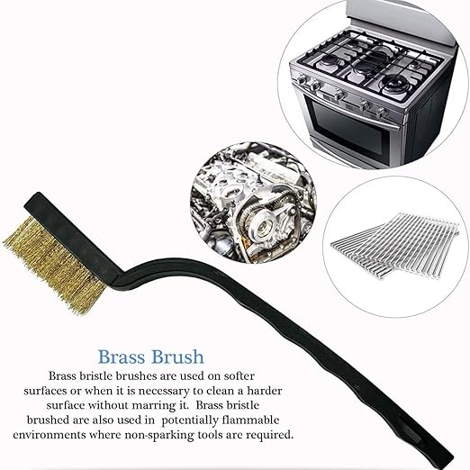 Wire Brush Set, 9-Piece, for Removing Weld slag, Rust and dust. Wire Cleaning Brushes comprise Three Different Sizes, Featuring Brass, Nylon and Stainless Steel Bristle Heads respectively, Black
