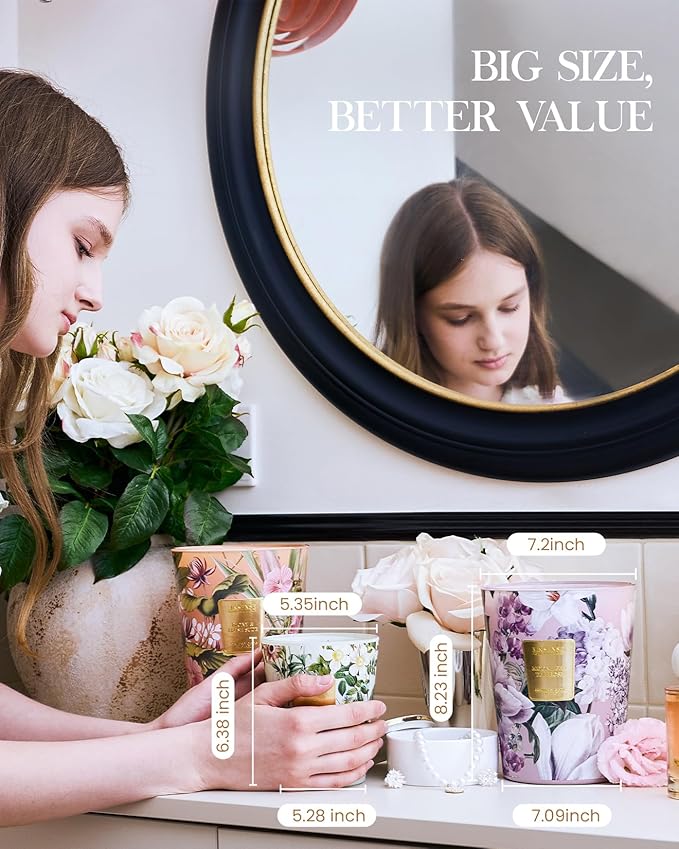 M&SENSE Sage Citrus Soy Large Candles, 3-Wick 35oz 150H Long Lasting, Aromatherapy Candle for Kitchen Freshness New Year Housewarming