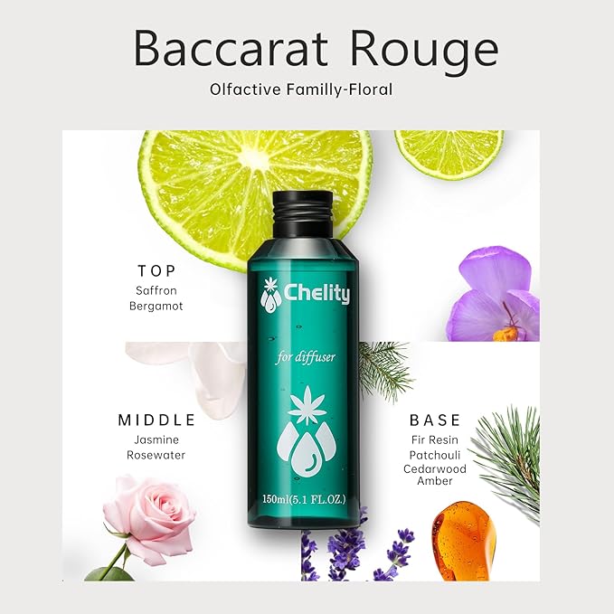 Chelity Hotel Diffuser Oil No. 1023 - Inspired by Baccarat Hotel & Rouge 540 - Luxury Love Affair Fragrance Oil with Saffron & Amberwood - for Waterless & Ultrasonic Diffusers 5.1Fl Oz