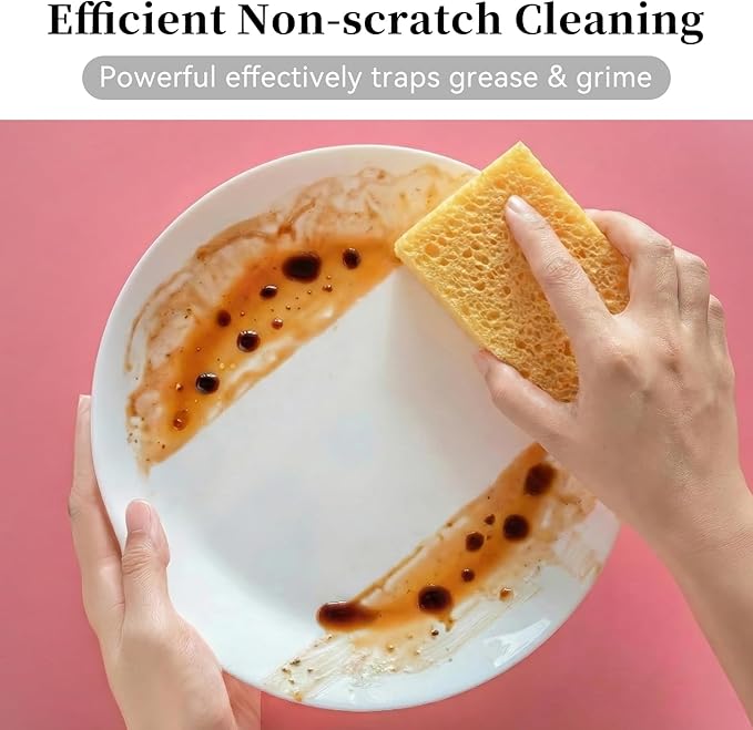 Mkobon 6 Pcs Kitchen Sponges for Dishes Cleaning, Non Scratch for Non Stick Cookware, Compressed Natural Cellulose Sponges, Dish Washing Scrubbers, Scrubbing Pads for Household, Bathroom (Multicolor)