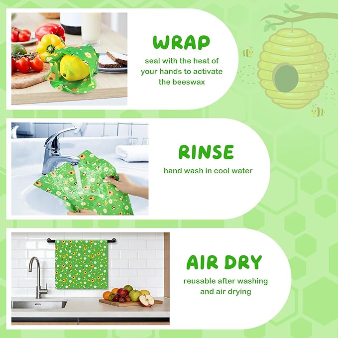 Beeswax Food Wraps,13x39 Inch Honeycomb Bread Wrap Eco-Friendly Reusable Bread Storage Bags Kitchen Food Storage Organic Beeswax Plastic Wrap