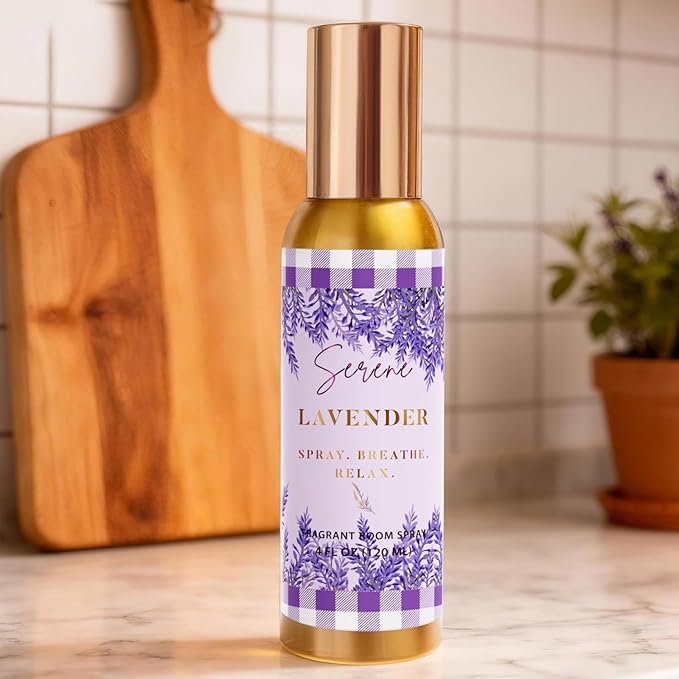 Room Spray, Serene Lavender, 4 fl oz, Air Freshener for Home, Long-Lasting Odor Eliminator for Bathroom and Office