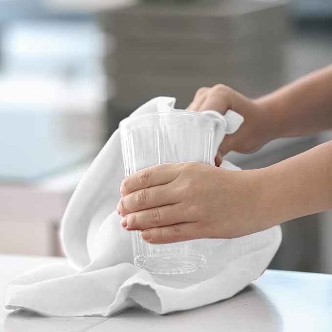 Shop Towels – Pack of 50 Reusable Cleaning Rags – Durable Quality Cotton – 13" x 13"– Machine Washable – Suitable for All Purposes (White)
