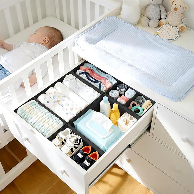 DIMJ Drawer Organizer Clothes Storage - 21 Pack Baby Dresser Organizer for Nursery Closet Organization, Fabric Drawer Organizer Bins for Underwears Socks Bras, Foldable Storage Dividers for Bedroom