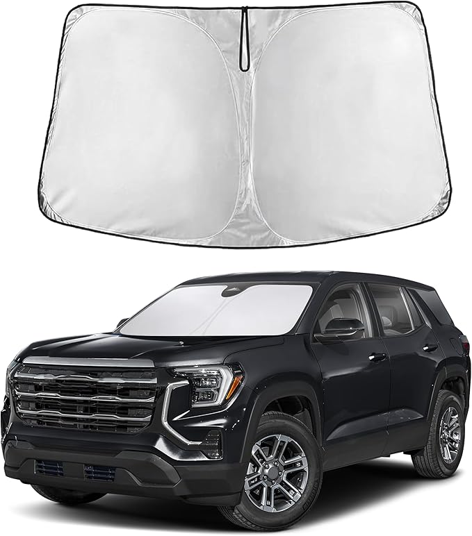 EcoNour Windshield Sun Shade Compatible for GMC Terrain 2018-2025 Front Window Sunshade Foldable Sun Visor UV & Heat Blocking Protection