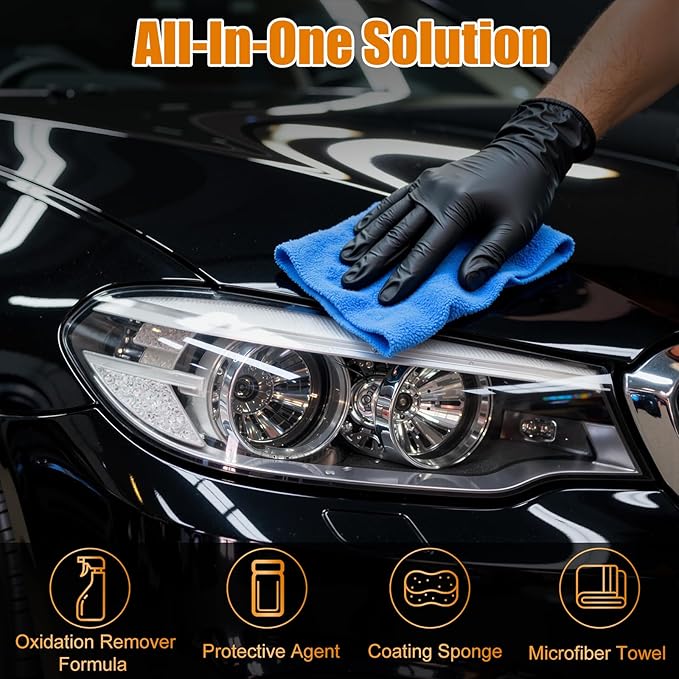 Ciirvoe Automotive Headlight Restoration Kit - Refurbishing Fluid & Polishing Cleaner for Oxidized, Yellowed Headlamps, Enhanced Hydrophobic Coating for Superior Gloss & Protection on All Vehicles
