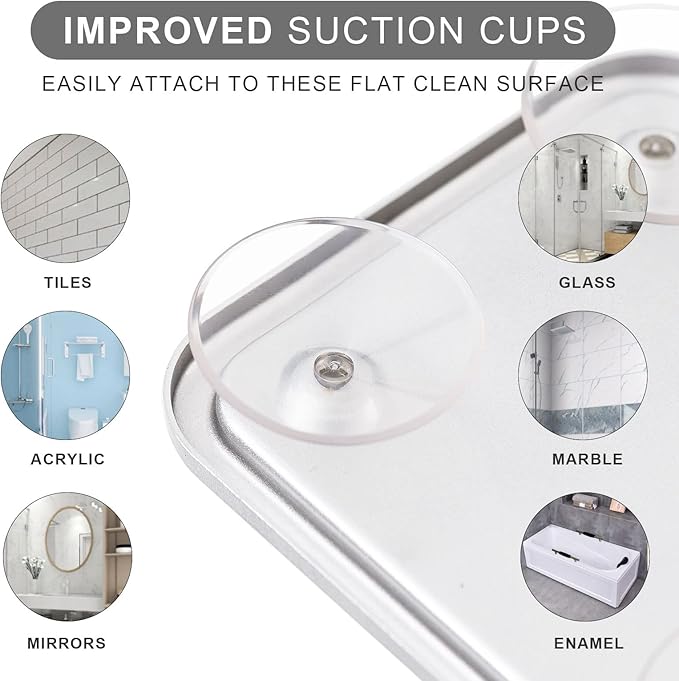 Ettori Shower Mirror Fogless for Shaving- with 4 Suctions, Anti Fog Mirror for Shower, Bathroom, Vanity, Bathtub, Razor Holder for Men