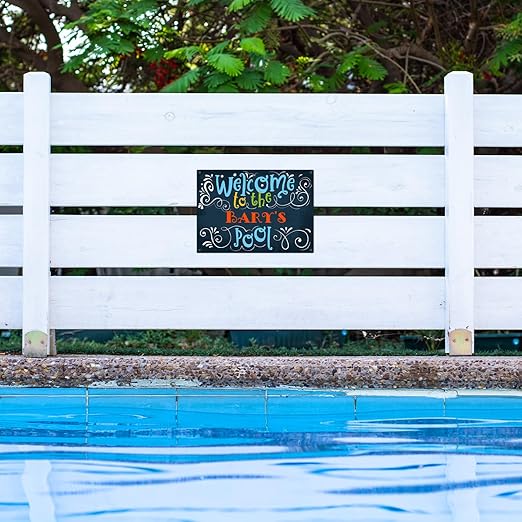 Custom Pool Sign, Welcome To The Pool Fun Colors For Pool Décor Sign, 10x14 Inches, Rust Free .040 Aluminum, Fade Resistant, Made in USA by Sigo Signs
