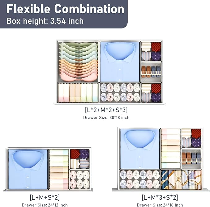 DIMJ Drawer Organizer Clothes Storage - 21 Pack Baby Dresser Organizer for Nursery Closet Organization, Fabric Drawer Organizer Bins for Underwears Socks Bras, Foldable Storage Dividers for Bedroom