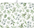 ABSOP Spring Summer Sage Green Leaves Dish Drying Mat 18 x 24 Inch Spring Eucalyptus Leaf Dish Drainer Rack Mat Absorbent Microfiber for Holiday Kitchen Coffee Dining Bar Decor