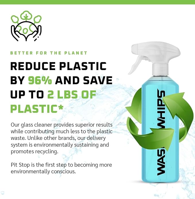 WASH&WHIPS Glass Cleaner Effervescent Tablets w/Empty 16 oz Spray Bottle (Makes 5 Gal/20L)
