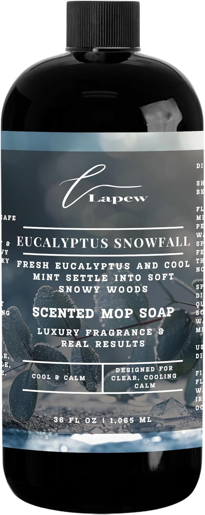 Lapew Eucalyptus Snowfall Scented Mop Soap Concentrate 36 oz | Premium Fragranced Floor Cleaner | Streak-Free | Hard Floor Cleaning Solution | Eco Friendly | Made in USA