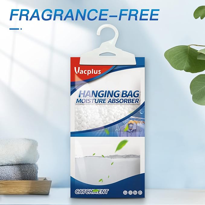 Vacplus Moisture Absorbers Packets, Fragrance Free 15 Pack, Humidity Packs, Dessicant Packets, Hanging Closet Dehumidifier Bags, Odor Eliminator for Bathroom 9.8OZ