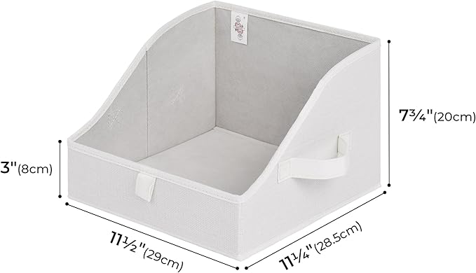 GRANNY SAYS Closet Storage Bins, Clothes Organizer and Storage Bins, Trapezoid Storage Boxes with Handles, Storage Baskets for Shelves, Pearl White, Medium, 3-Pack