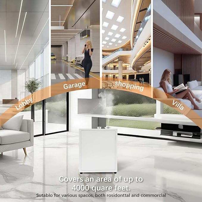 Heavy Duty Alloy HVAC Oil Diffuser System for 4000 Sq. Ft Home Office Hotel Large Room, Smart Scent Cool Mist Air Machine with App Control, Waterless Aromatherapy Diffuser