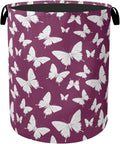 Purple Butterfly Silhouette Laundry Basket with Handles - Extra Large Foldable Hamper for Bathroom/Laundry/Bedroom/Dorm, Washable Fabric Storage Bin