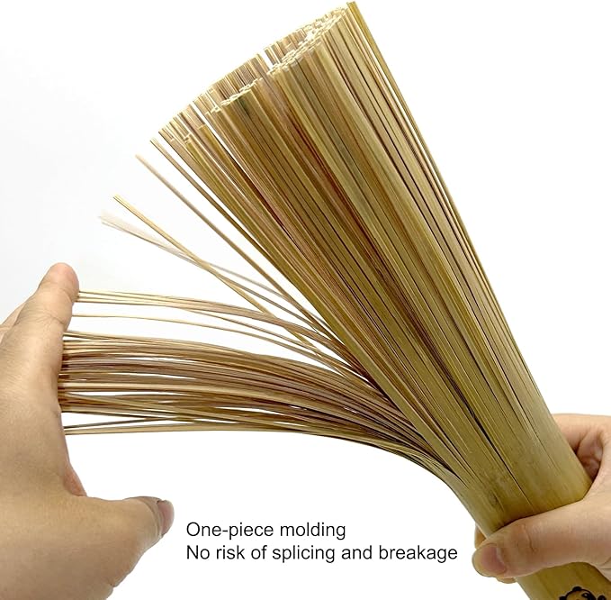 Ring-far Bamboo Wok Brush 2 Pack – Handmade Natural Scrubbers for Carbon Steel & Cast Iron, 100% Bamboo, No Metal, Eco-Friendly Kitchen Cleaning Brushes for Woks, Pans, Dishes, Teapots(for All Pots)