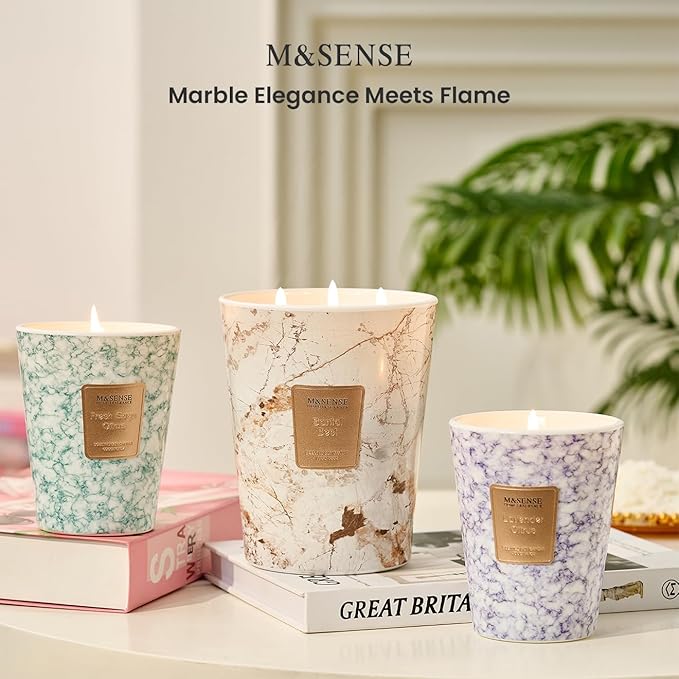 M&SENSE Extra Large Candle 35oz 150H Summer Night Scented Candle, 3 Wick Highly Scented Jar Candle, XL Candles Gift for Stress Relief, Meditation, Yoga