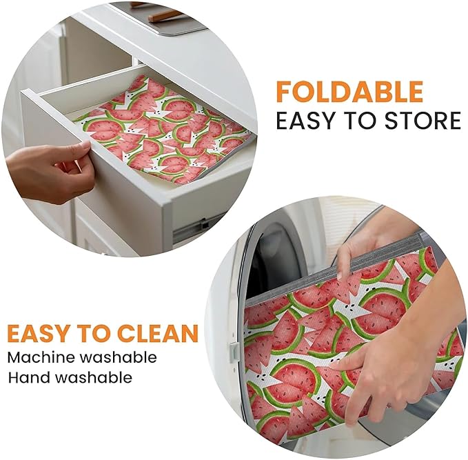 Dish Drying Mat For Kitchen Counter, Big Red Watermelon Microfiber Absorbent Dish Drainer Rack Pad Reusable Large 18x24in Drying Mat