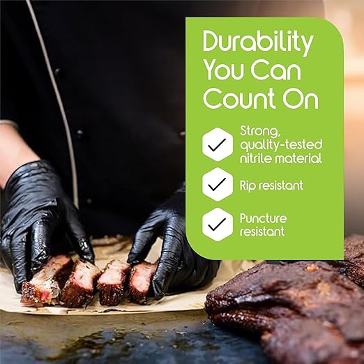 Inspire Black Nitrile Disposable Gloves | 4.5 Nitrile Safety Medical Cooking Cleaning Disposable Black Gloves