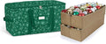 Covermates Keepsakes Adjustable Ornament Storage Bag – Heavy-Duty Polyester, Padded Dividers & FlexGrid Trays – Protective Holiday Ornament Organizer with Handles & Label Window, Green Snowflake