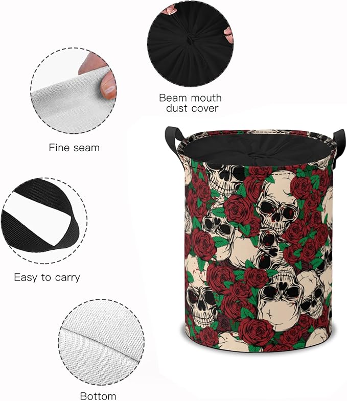 Skeleton Storage Baskets Foldable Laundry Hamper Fabric Organizer Storage Bins with Handles for Shelves, Closet, Nursery, Laundry, Toys