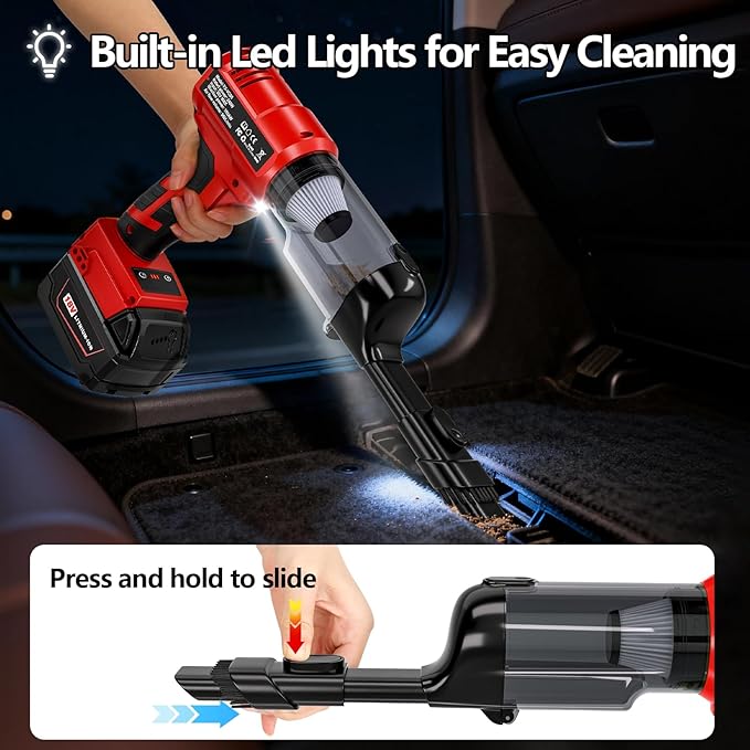 Adisipsoarin Cordless Vacuum Cleaner for Milwaukee M18 18V Battery, Electric Handheld Vacuum Cleaner with 105AW Powerful Suction, Portable Vacuum Cleaner for Floor, Carpet, Car(Battery Not Included)