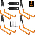 Garage Hooks Heavy Duty 6 Pack Utility Wall Mount Storage Hangers with Extension Cord Holder Organizer for Power Tool Garden Tool Ladder Hose and More