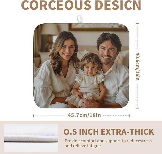Wnoesat Custom Drying Mat with Picture Text Personalized Photo Dish Drying Mats for Kitchen Counter 16x18 Inch Customized Image Kitchen Accessories Microfiber Absorbent Dish Drying Pad