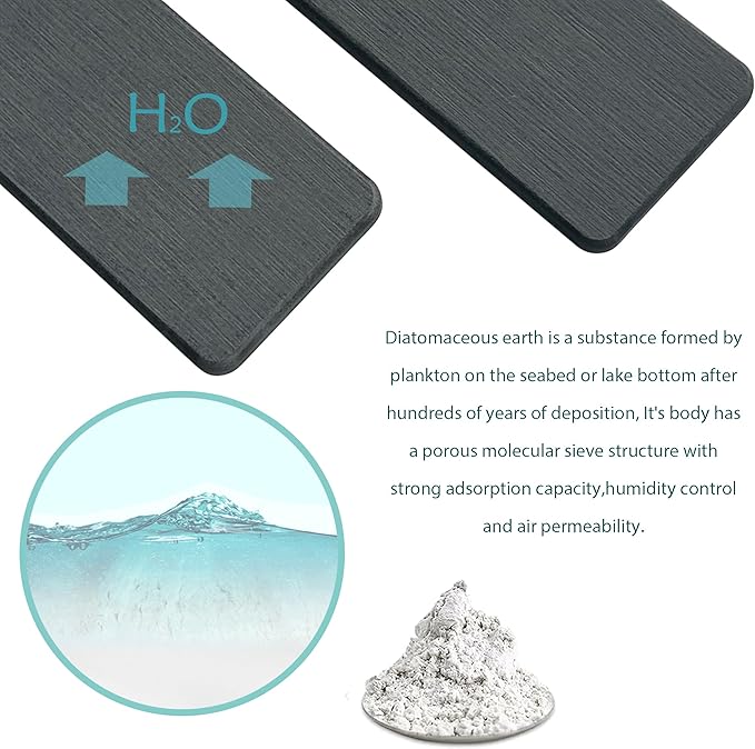 NiuYichee 2 Pcs Water Absorbing Stone Trays, Kitchen/Bathroom Sink Soap Dish, Diatomite Tray Used for Hand Soap & Cosmetic Bottles in The Modern Home, 3.15" W x 8.7" L, Dark Gray