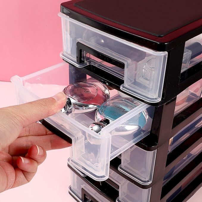 DOITOOL Plastic Storage Drawer Desk Organizer Versatile Drawer Type Storage Box for Sundries Cosmetics Jewelry and Headdress Home Office Desktop Organization