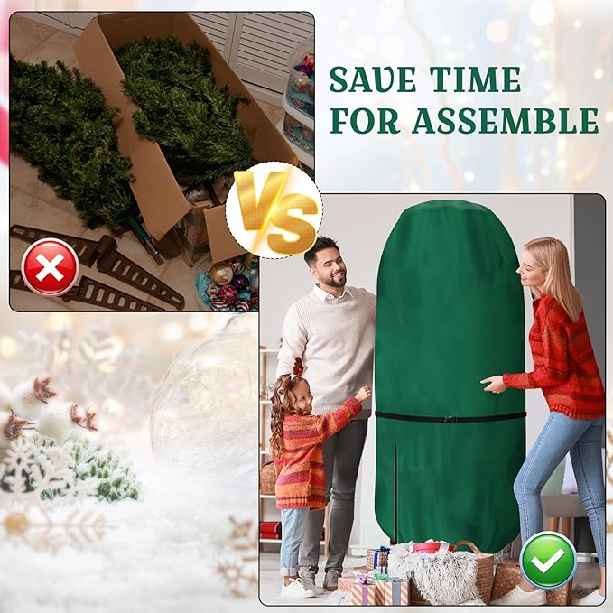 Upright Christmas Tree Storage Bag - Fits Topiary Trees Up to 6ft, Durable Lightweight Vertical Cover for Holiday Trees & Topiaries, Easy Xmas Storage (Green, 6FT)