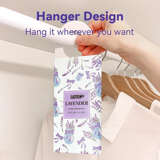 MYARO 12 Packs Lavender Hanging Closet Air Freshener Long Lasting Drawer Deodorizer Smell Good Potpourri Scented Sachet for Home House