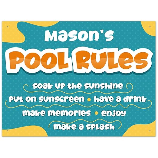 Custom Pool Sign, Pool Rules Soak Up The Sunshine for Pool Décor Sign, 18x24 Inches, Rust Free .063 Aluminum, Fade Resistant, Made in USA by Sigo Signs