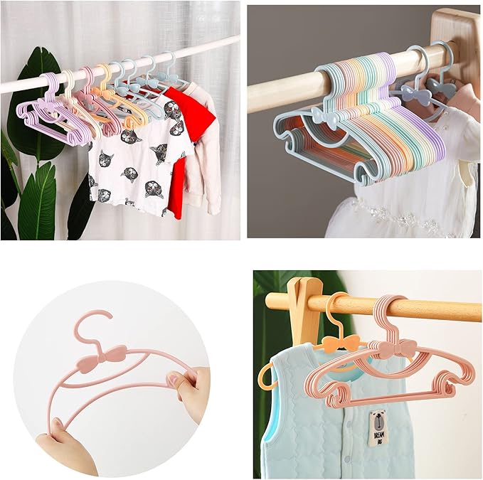 YYaaloa Kids Clothes Hangers Baby Clothes Hangers Childrens Plastic Infant Hangers Very Durable Kids Hangers Toddler's Hangers (style2 6colors 30pcs)
