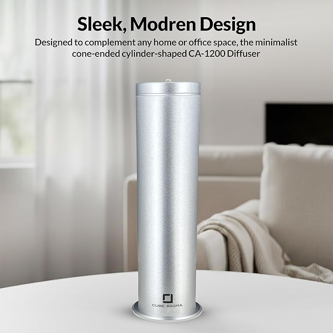 CA-1200 Silver Diffuser w/Fragrance- Aromatherapy Diffuser - Essential Oil Fragrance Diffuser - Smartphone Control - Timer - Adjustable Mist Intensity - Perfect for Home & Office