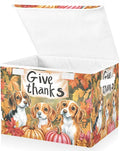 Bolaz Storage Bins with Lids and Handles,Dog Autumn Leaves Storage Box Basket with Cover Collapsible Organizer Containers for Home Closet, Shelves