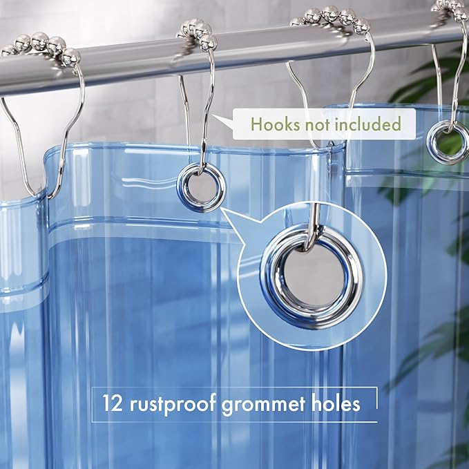 AmazerBath 72x78 Long Shower Curtain Liner, Clear Blue Plastic Shower Curtain Liners, Waterproof PEVA Shower Liner, Cute Lightweight Shower Curtains for Bathroom with 3 Magnets & Rustproof Grommets