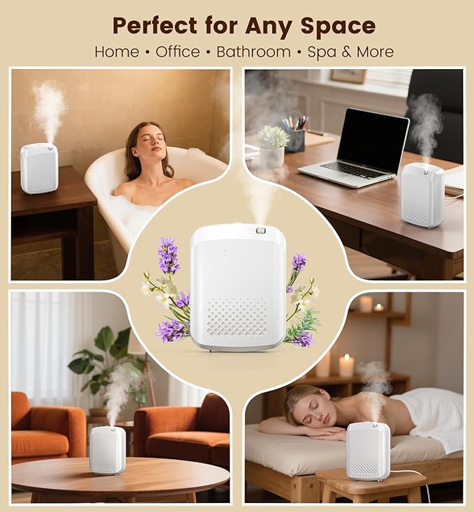 Waterless Essential Oil Diffuser 3000 Sq.Ft Coverage for Large Home Hotel Office, 400ml Cold Air Scent Machine for Aromathrapy, Bluetooth App Control, No-Noise Aroma Diffuser On Wall Valentines Gift