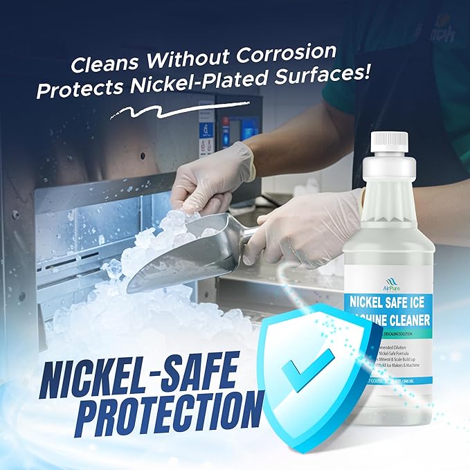 Nickel-Safe Ice Machine Cleaner & Descaler (1 Quart / 946 ml), Professional Descaling Solution for Commercial and Residential Ice Makers, Removes Scale & Mineral Build-Up, Compatible with Major Brands