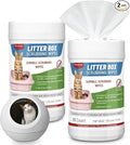 Breling 2 Pack Litter Box Scrubbing Wipes 120 Count Pets Cat Litter Box Cleaning Wipes Unscented Removes Stains Easily for Pet Cleaning Supplies
