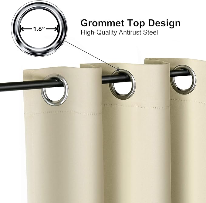 ChrisDowa Small Window Curtains 40 inches Long for Bedroom - Grommet Short Thermal Insulated Room Darkening Curtains for Kitchen (1 Panel, Beige, 29 x 40 Inch)