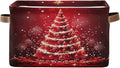 ALAZA Beautiful Christmas Tree Ball Red Foldable Storage Box Storage Basket Organizer Bins with Handles for Shelf Closet Living Room Bedroom Home Office 1 Pack