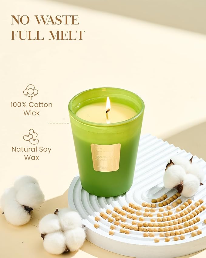 M&SENSE Rosemary Eucalyptus Soy Candle, 14.1oz 60H Long Lasting, Aromatherapy Candle for Bathroom Freshness Winter Home Decor Housewarming Gifts