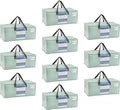 VENO 10 Pack Heavy Duty Moving Bags, Christmas Storage Bins with Lids, Transparent Window Design, Alternative to Moving Boxes, Storage Bags for Clothes, Blankets, Comforters(Shiny Light Green,10 Pack)
