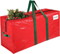 Christmas Tree Storage Bag 7.5 Ft, Durable & Waterproof Xmas Holiday Tree Bag with Handles, Tag Pocket, Artificial Christmas Trees Storage Box, Garland Storage Container Tote, Red